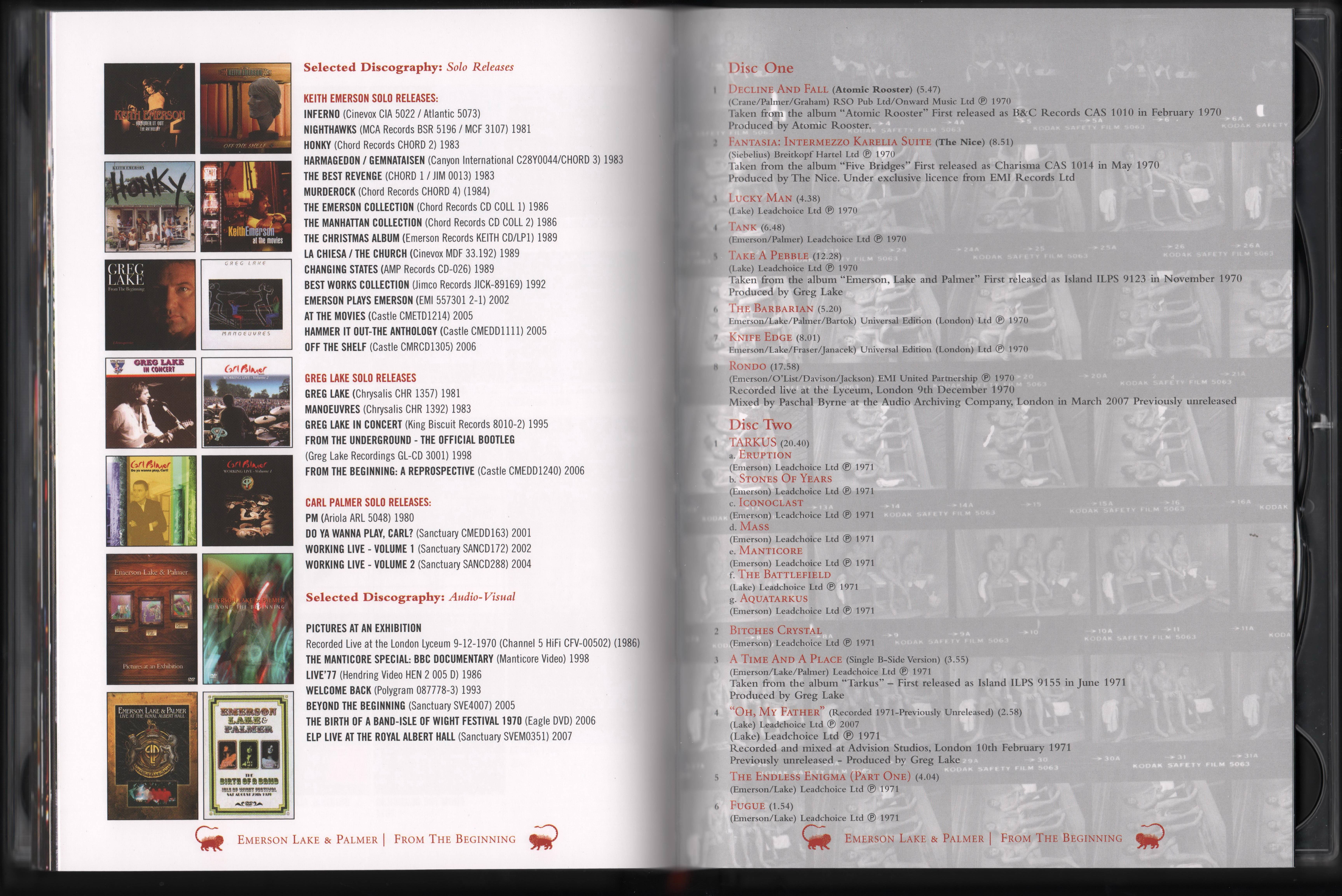 Emerson, Lake and Palmer From the Beginning [Booklet26 aus]